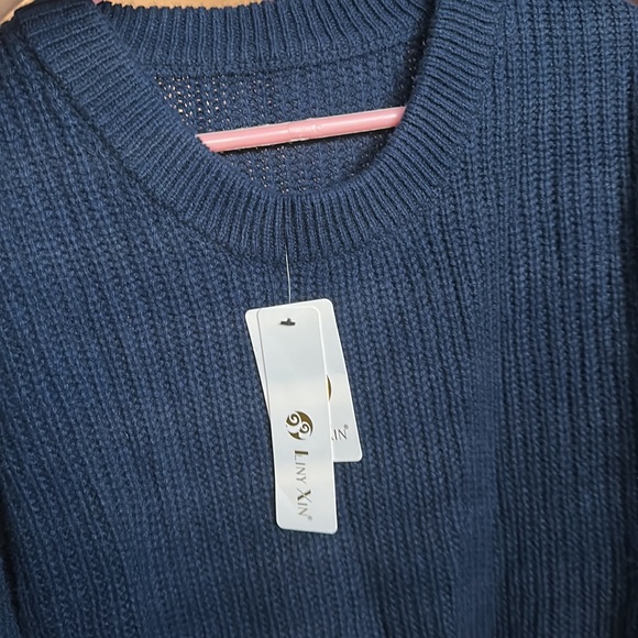 Women's Cashmere Oversized Loose Knitted Crew Neck Long Sleeve Wool Pullover - Picture 3 of 3